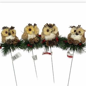 4 Ashland Christmas Picks Brown Owl with Pine